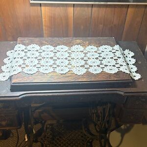 Vintage Elegant Crochet Table Runner Furniture Cover in Cream
